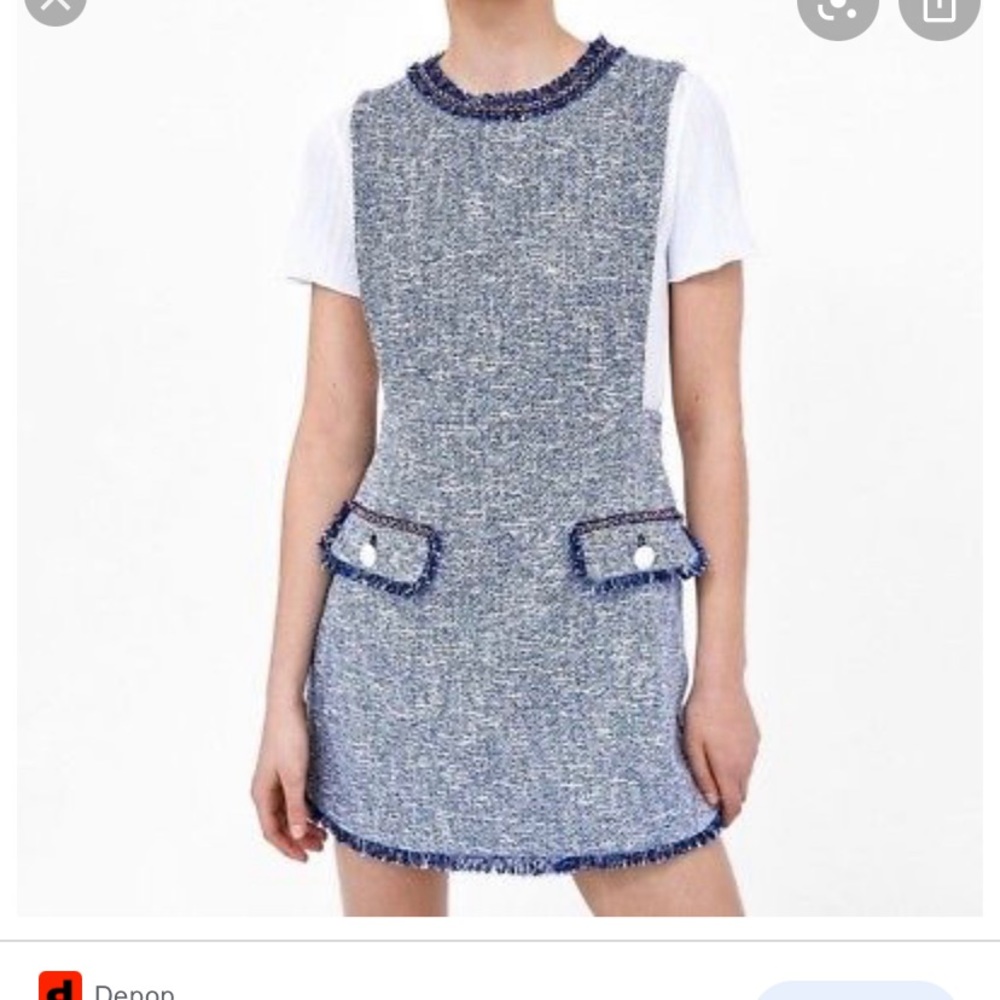 Zara tweed overall dress
